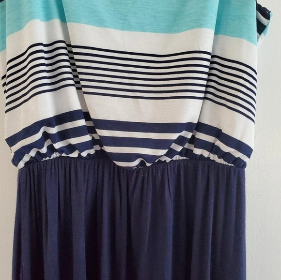 Vanilla Bay Casual Blue White Stripe Striped High Neck Tank Small Dress - Picture 5 of 7